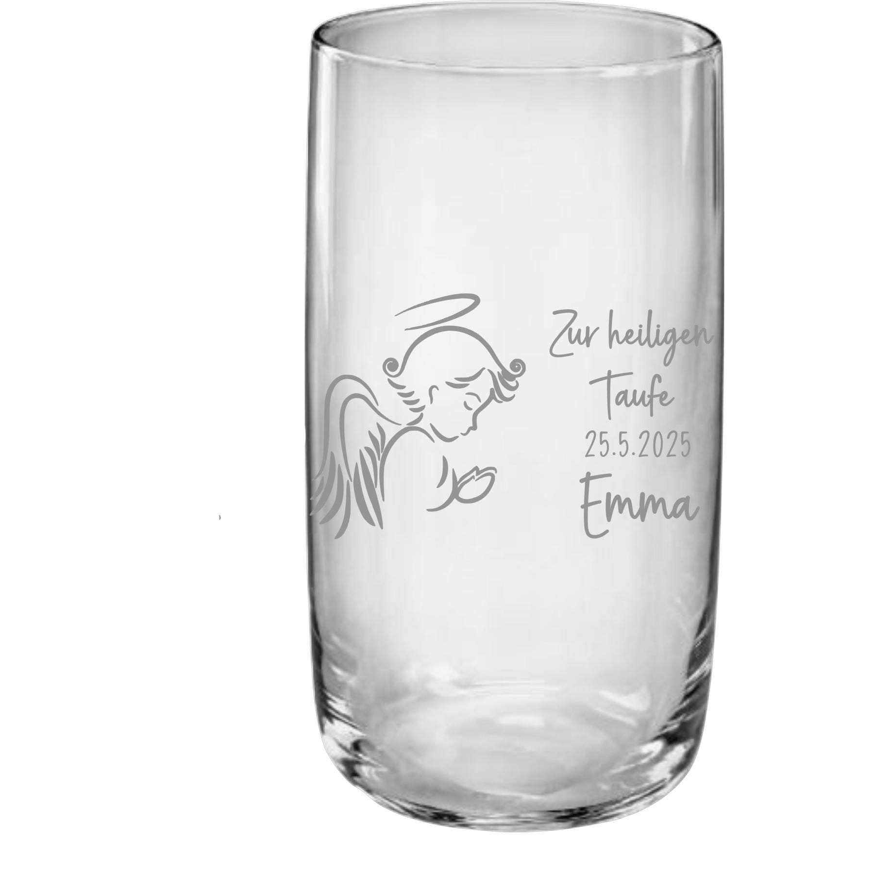 Trinkglas Kommunion, Konfirmation, Taufe, Geschenk Geburt, für Jungen und Mädchen, Erinnerungsgeschenk, graviert, personalisiert, mit Namen