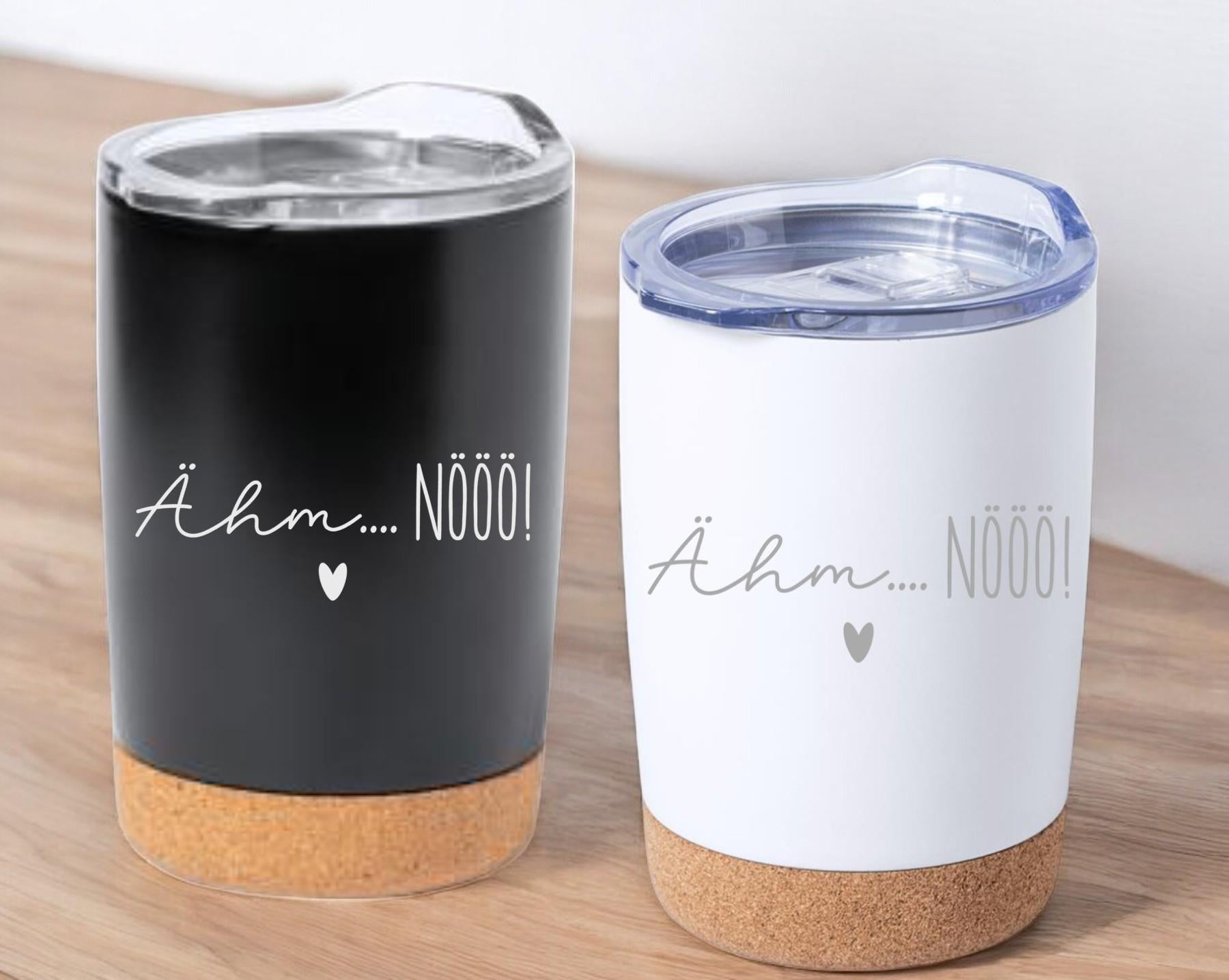 Thermobecher mit Spruch + Namen, individuell, mit Bambusboden, für Unterwegs, Geschenk für die Frau, Geschenk für die Freundin, Art.Nr. TB-3