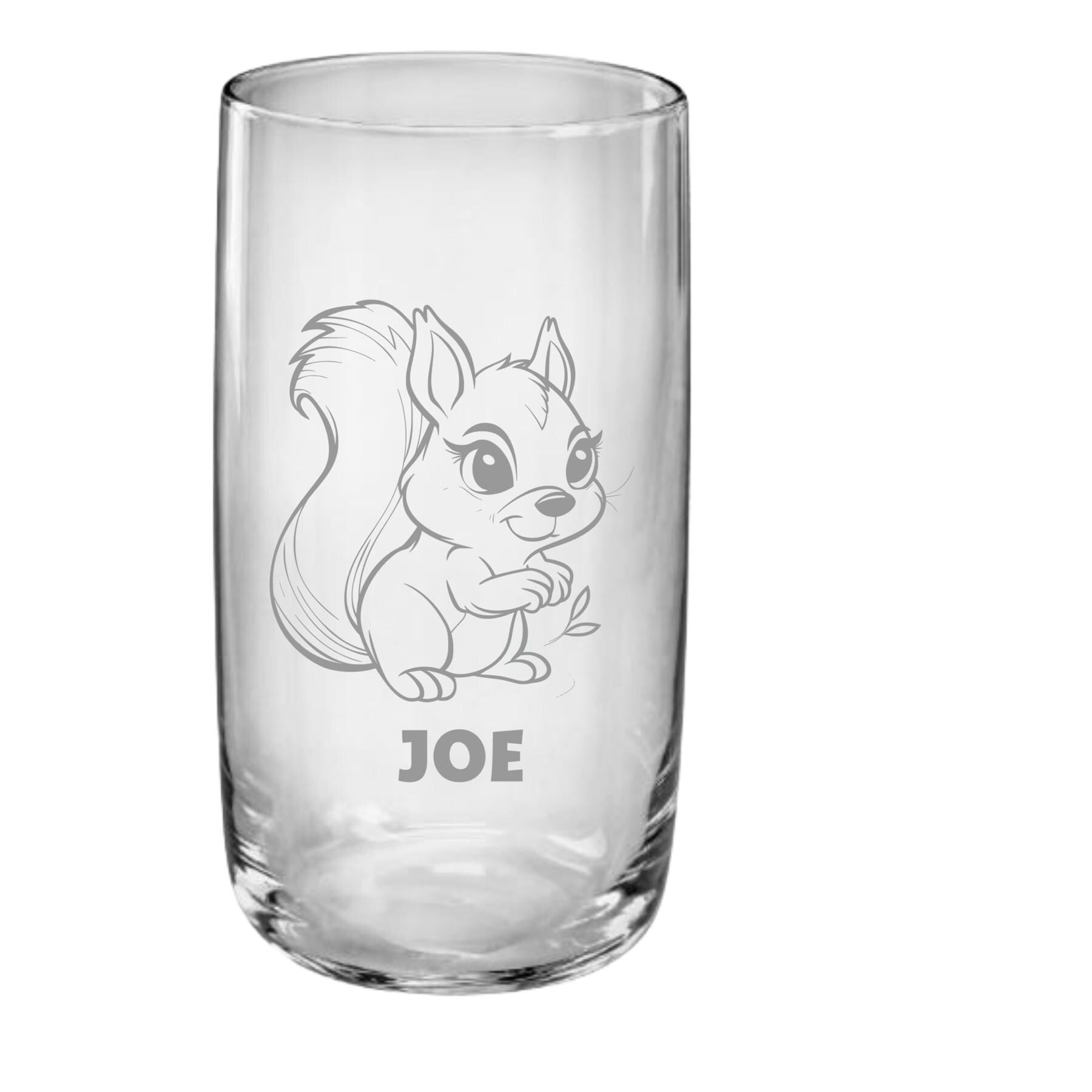 Trinkglas mit Eichhörnchen – charmant und personalisierbar, auf Wunsch mit Namen, 4 verschiedene Motive, Geschenk für Eichhörnchen-Fans
