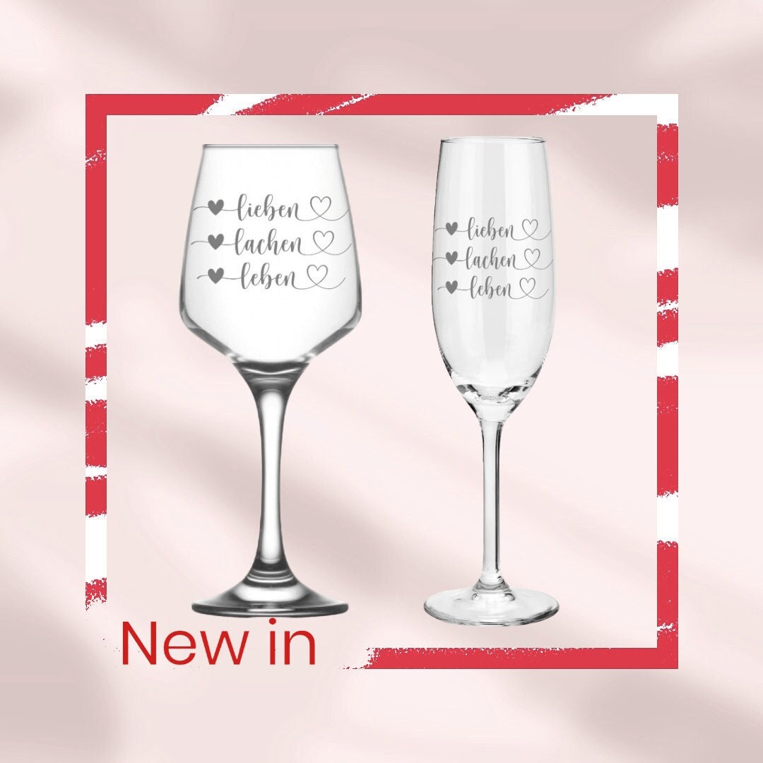 Weinglas oder Sektglas mit Leben, Lieben, Lachen Gravur, Geschenk für Freundin, Mutter, zu Weihnachten, Muttertag uvm.