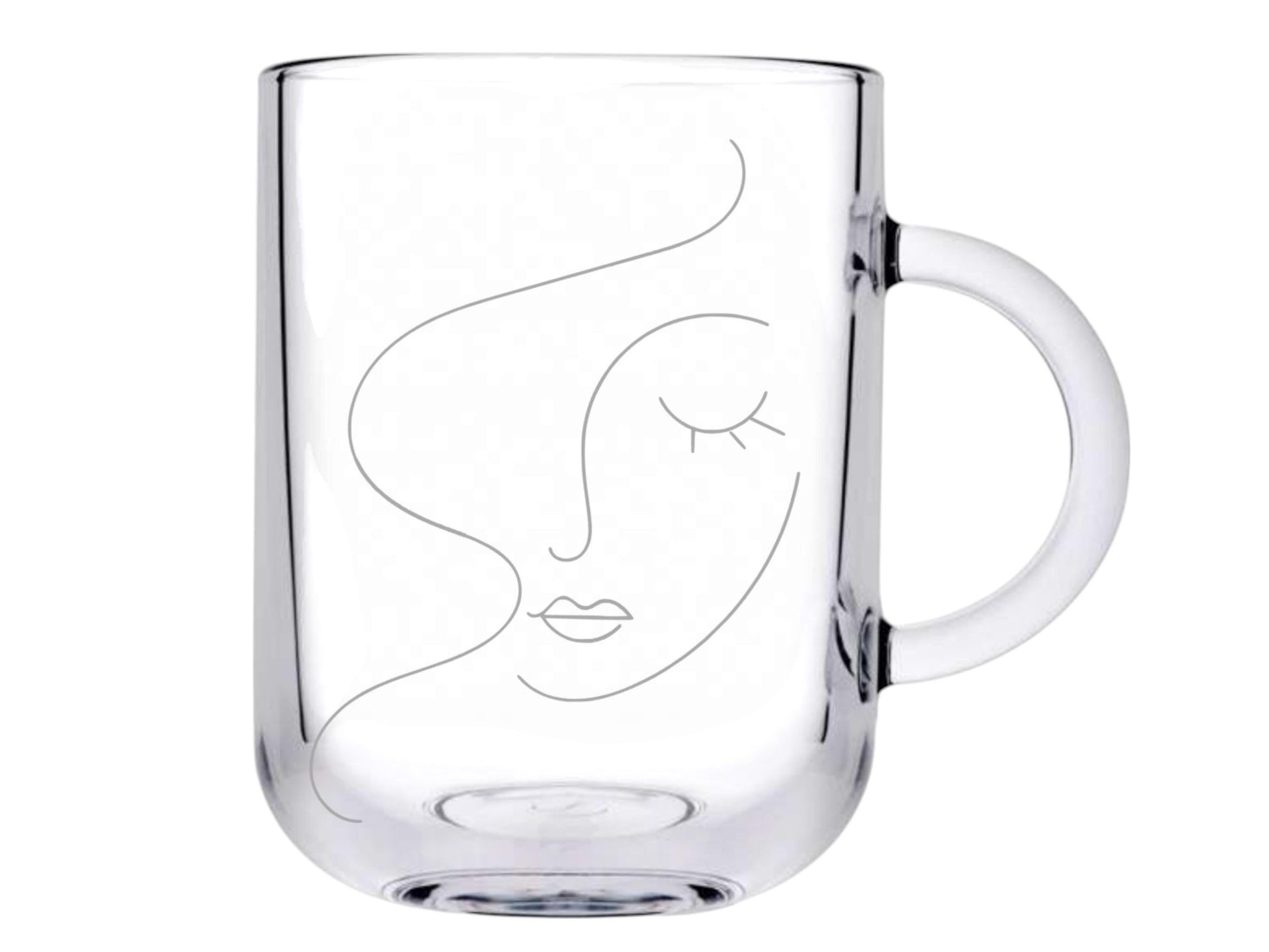 Teeglas mit Frau Linienart + Namen, Gravur Geschenk für Freundin, Teetrinkerin, modernes Teeglas, mod. Design, Geschenkidee personalisiert