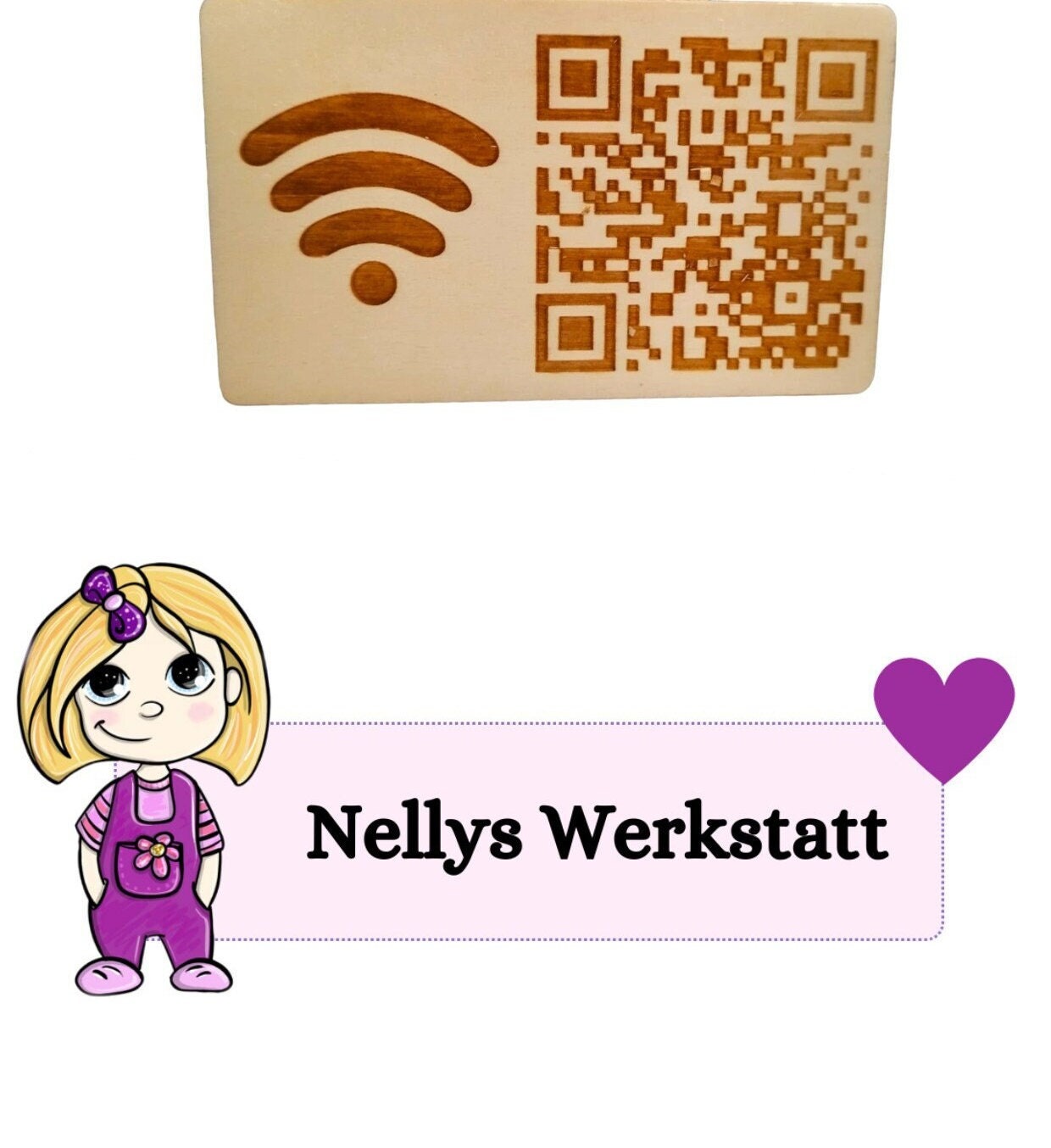 Personalisiertes QR Code Schild, für WLAN Passwort oder Webseiten Code usw. mit Magnet zur Befestigung, aus Holz, benutzerdefiniert