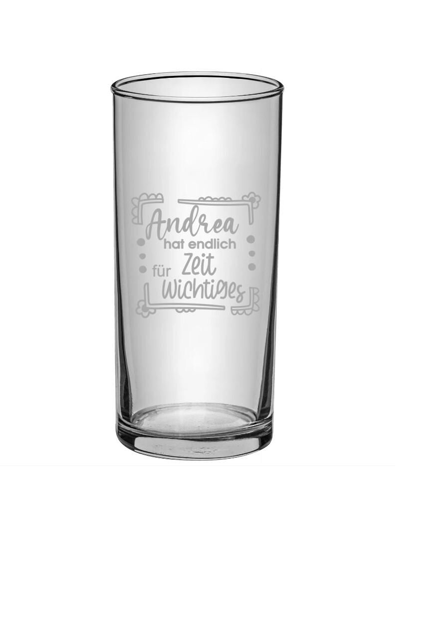Trinkglas für den Ruhestand, personalisiert mit Namen, Geschenk für Rentner, Ruheständler, Glas für Wasser, Saft, Cocktails, Drinks