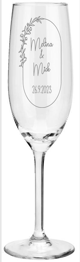 Weinglas oder Sektglas mit Namen und Datum personalisiert, Geschenk für die Hochzeit, das Brautpaar oder als Gastgeschenk