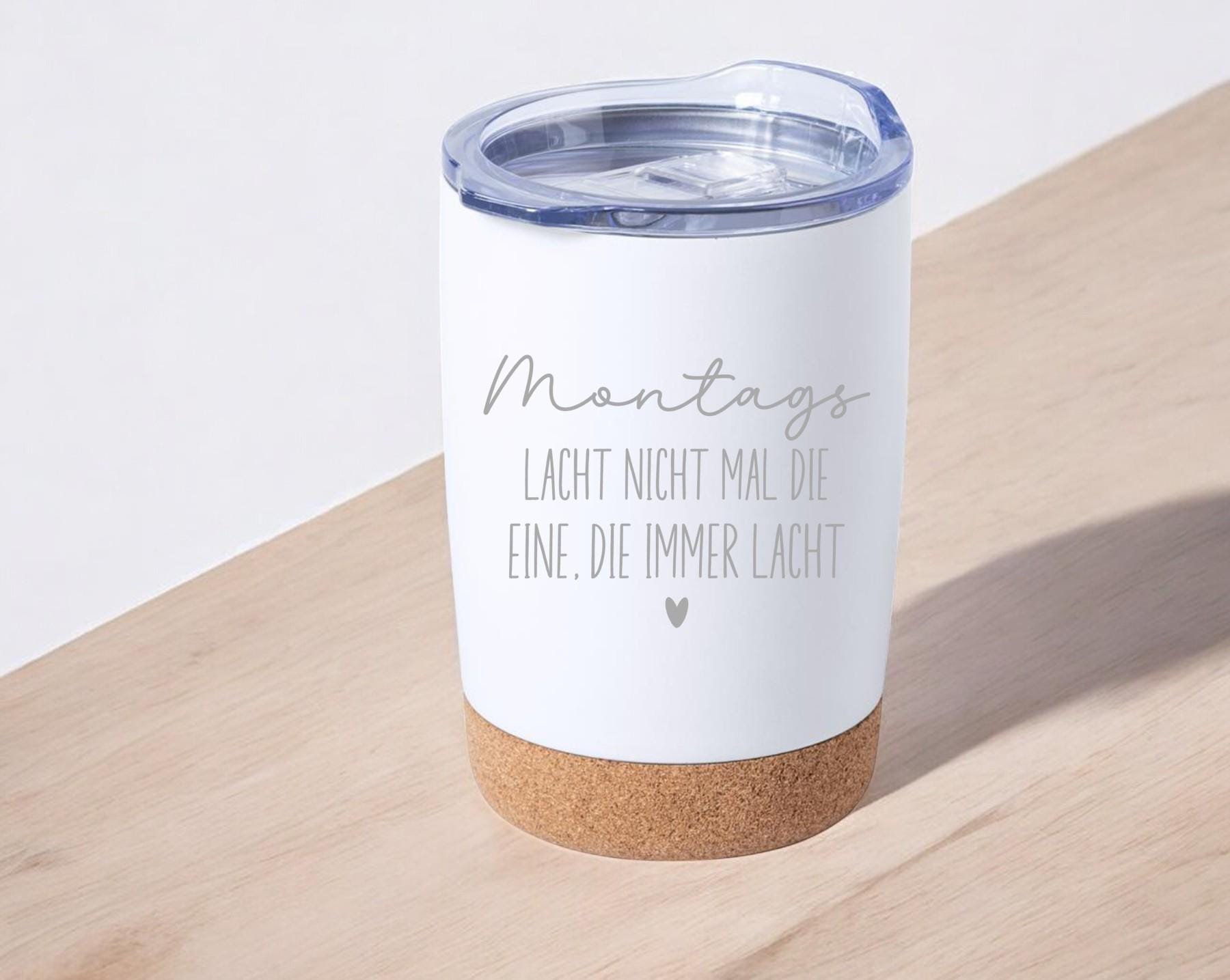 Thermobecher mit Spruch + Namen, individuell, mit Bambusboden, für Unterwegs, Geschenk für die Frau, Geschenk für die Freundin, Art.Nr. TB-2