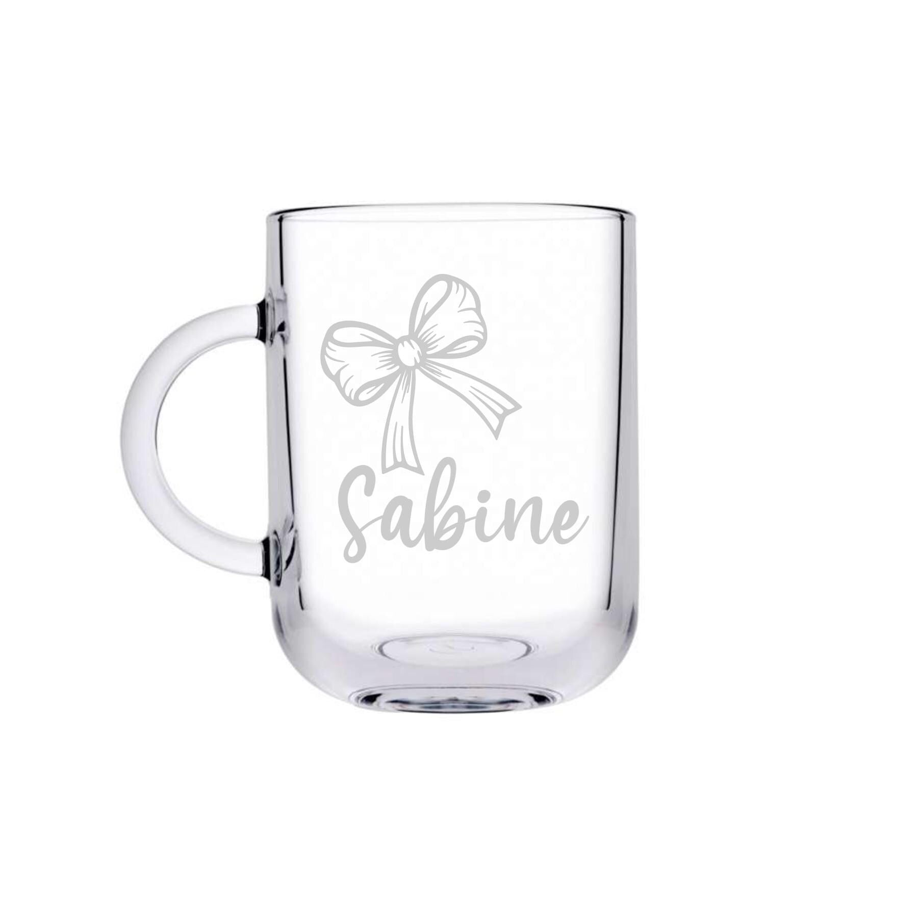 Graviertes Teeglas, personalisiert mit deinem Wunschnamen, spülmaschinenfest, Geschenk, mit Schleifchengravur, Geschenk für einen Teetrinker
