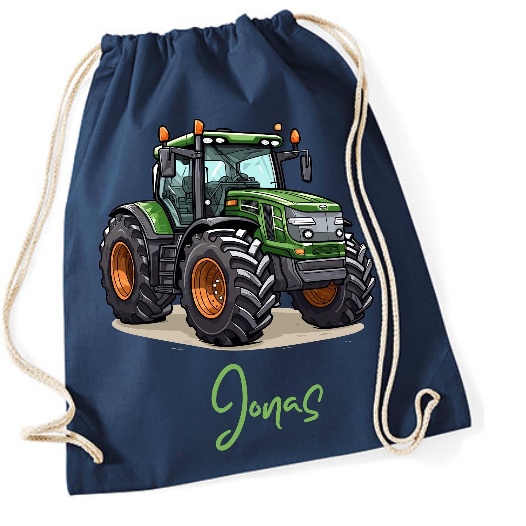 Turnbeutel Traktor, für Schule, Kindergarten, Freizeit, Geschenk für Kinder, verschiedene Farben und Motive, aus Baumwolle