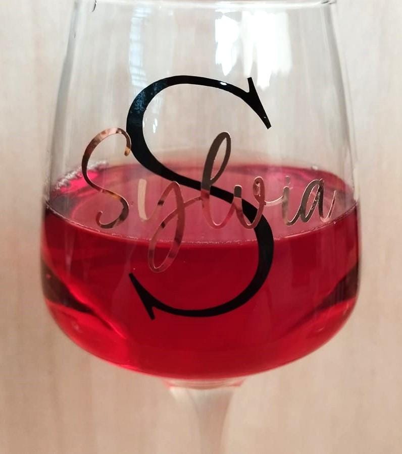 Personalisiertes Weinglas mit Monogramm, für die Hochzeit, Brautjungfern, Junggesellinnenabschied, JGA, Braut, Hochzeitsgeschenk, für Feiern