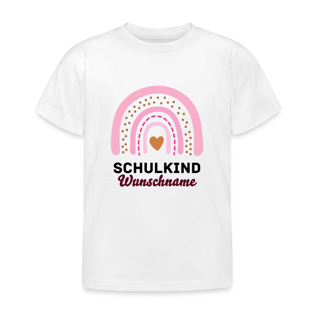 Kinder T-Shirt Schulanfang mit deinem Wunschnamen - Weiß