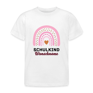 Kinder T-Shirt Schulanfang mit deinem Wunschnamen - Weiß