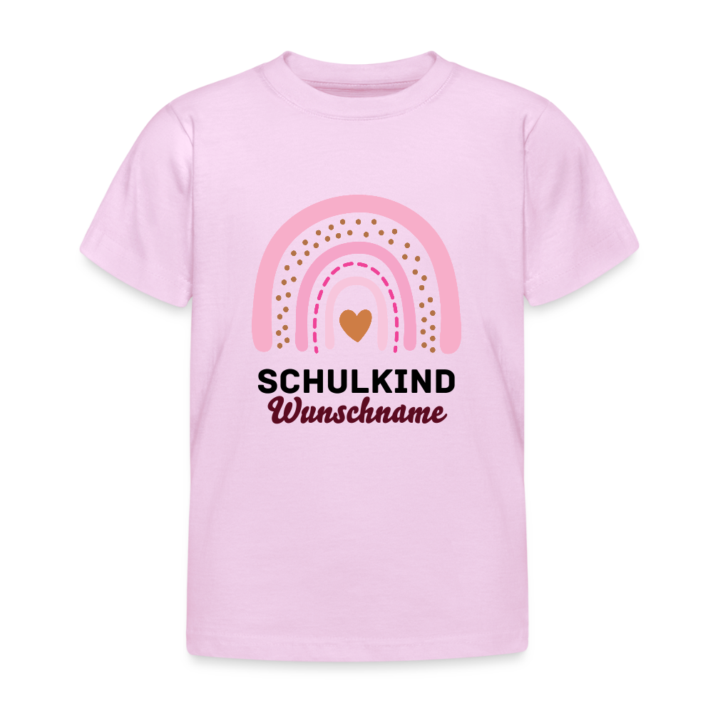 Kinder T-Shirt Schulanfang mit deinem Wunschnamen - Hellrosa