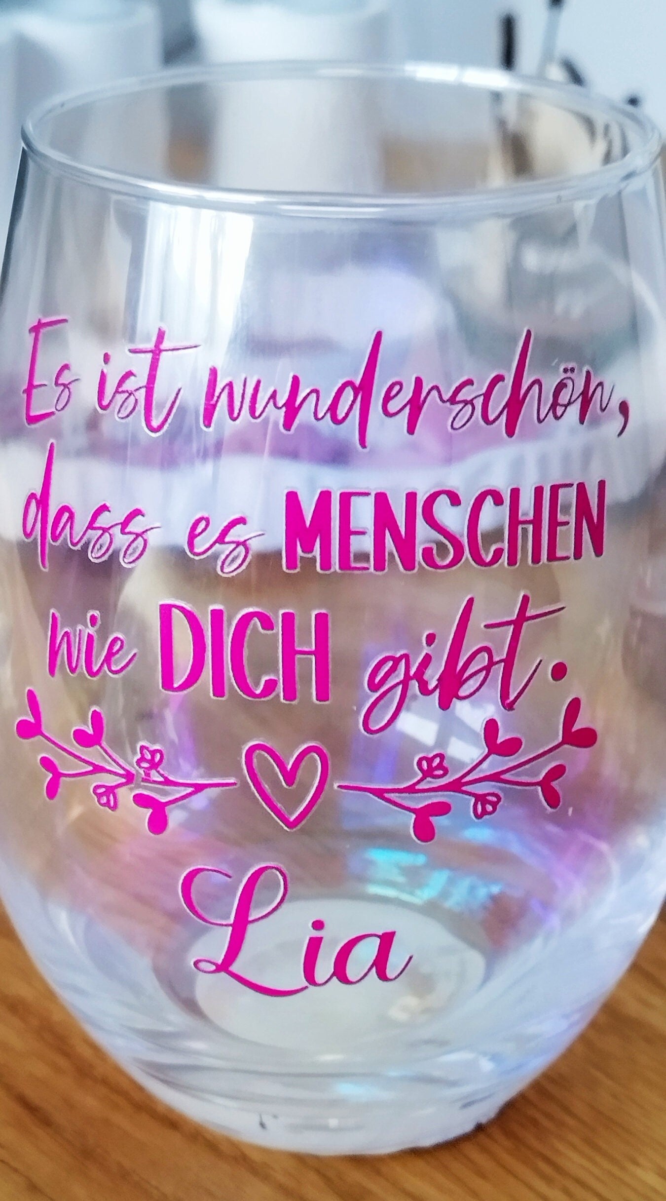 Großes changierendes Glas für einen besonderen Menschen, personalisiert mit deinen Wunschnamen, Geschenk mit liebevoller Botschaft