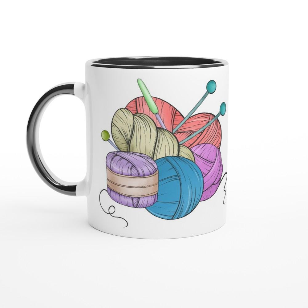 Keramiktasse für Wollsüchtige, personalisiert, Geschenk, Häkeln, Stricken,