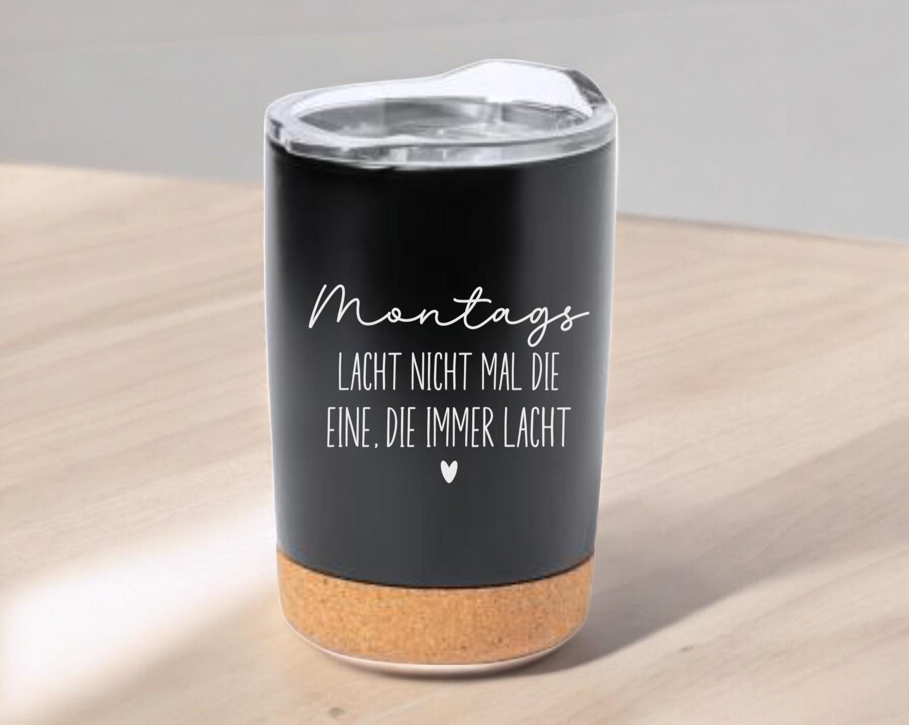 Thermobecher mit Spruch + Namen, individuell, mit Bambusboden, für Unterwegs, Geschenk für die Frau, Geschenk für die Freundin, Art.Nr. TB-2