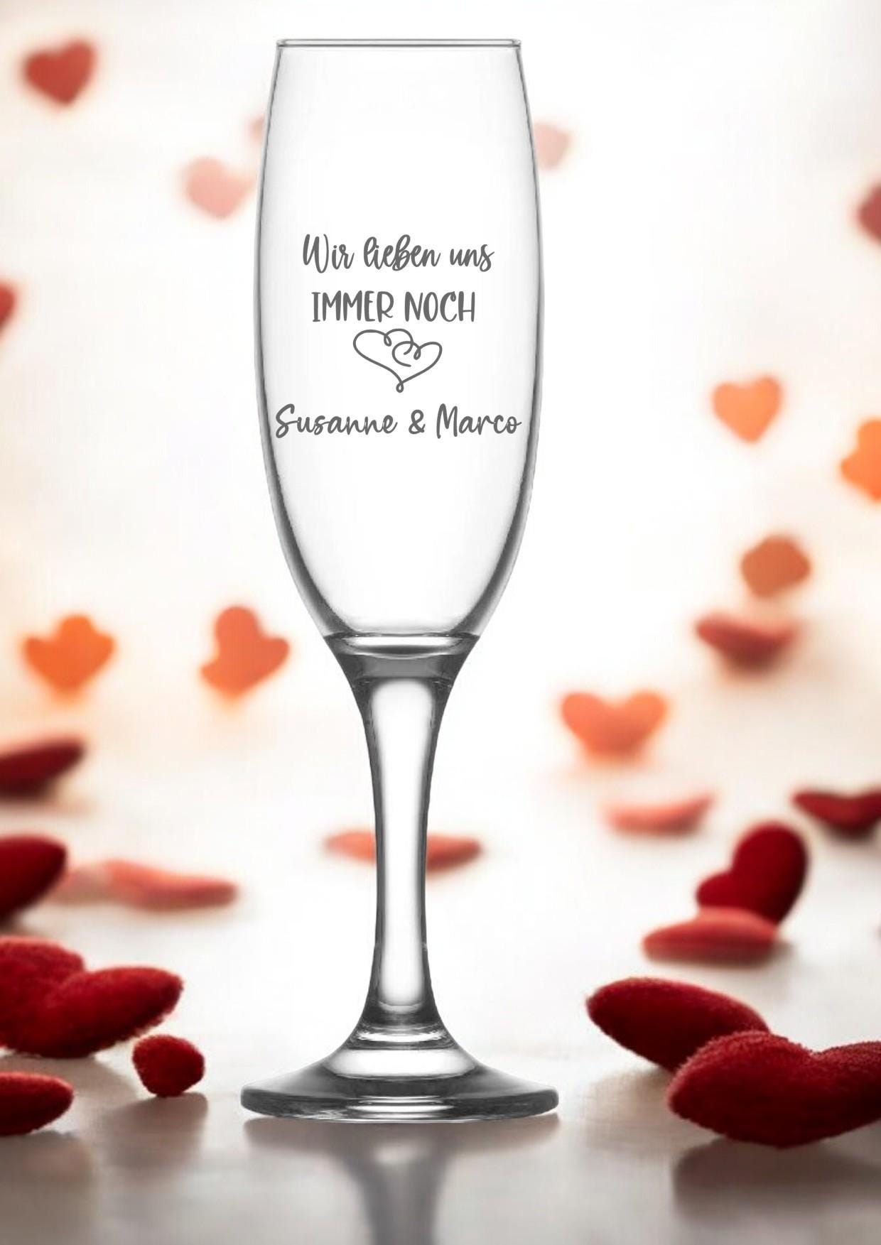 Personalisierte Sekt- oder Weingläser zum Hochzeitstag oder Jubiläum, mit Gravur, personalisiert mit deinen Wunschnamen, mit Botschaft