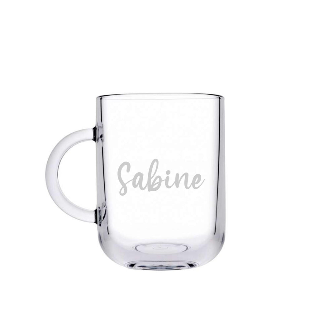 Graviertes Teeglas, personalisiert mit deinem Wunschnamen, spülmaschinenfest, Geschenk, mit mystischer Gravur, Geschenk für einen Teetrinker