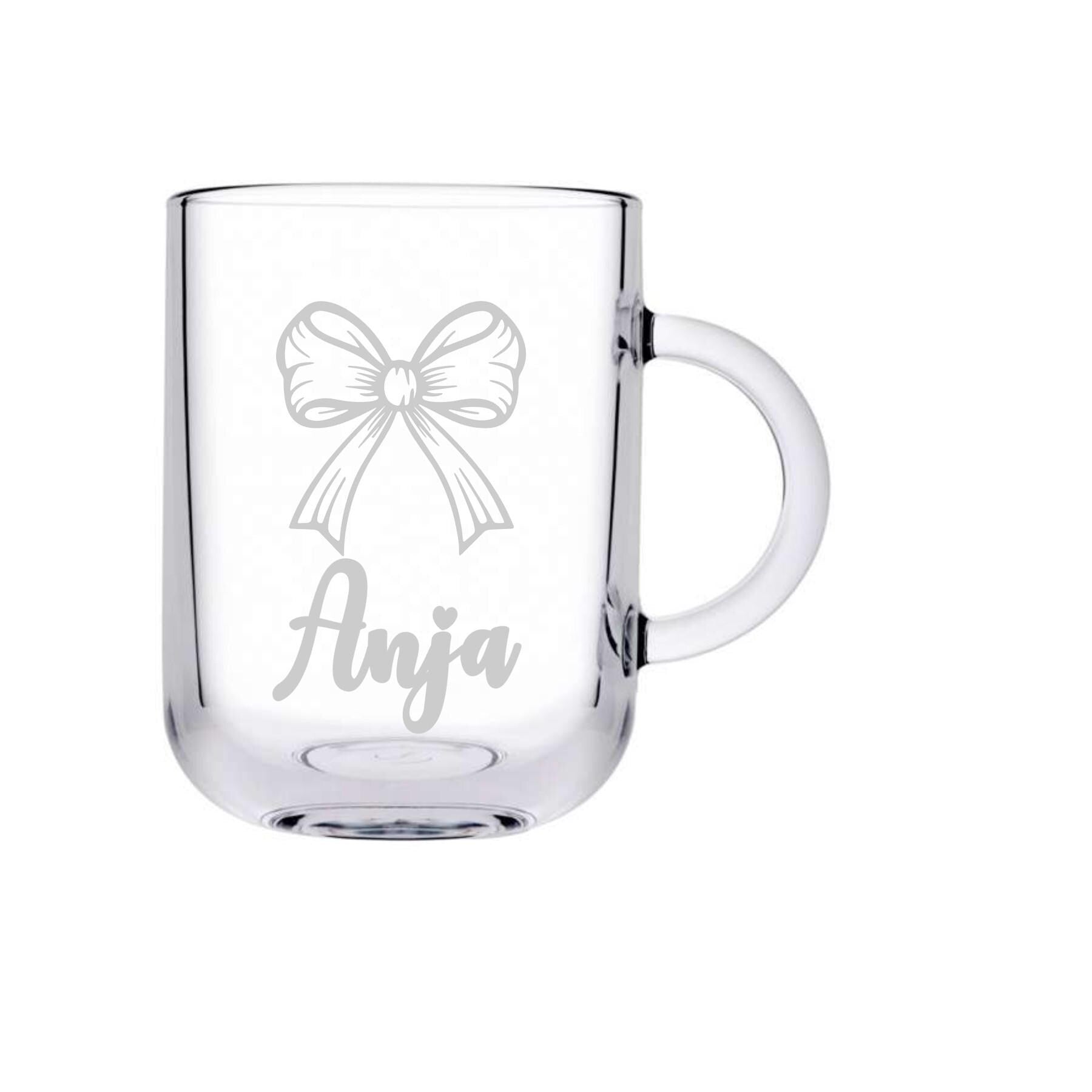 Graviertes Teeglas, personalisiert mit deinem Wunschnamen, spülmaschinenfest, Geschenk, mit Schleifchengravur, Geschenk für einen Teetrinker