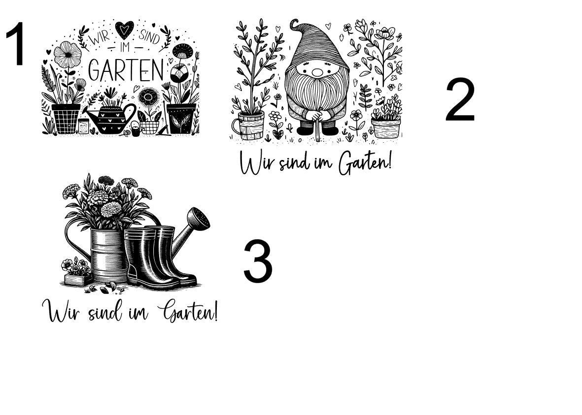 Dekoschild für die Haustür, Wir sind im Garten!, Info-Tafel, aus Schiefer, graviert, Geschenk, Dekoration, Hinweisschild, versch. Motive