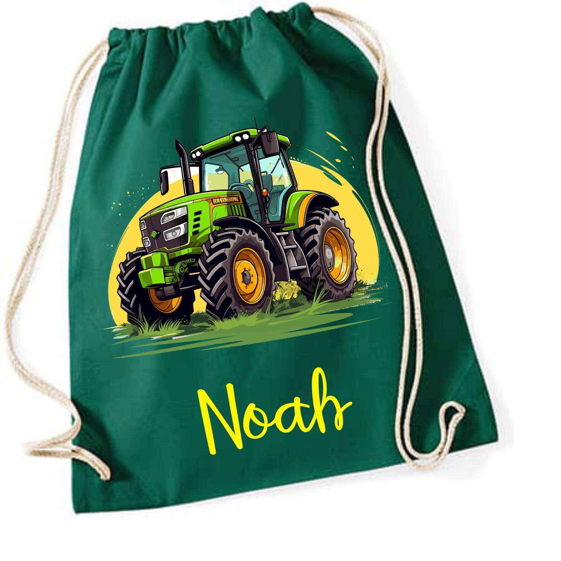 Turnbeutel Traktor, für Schule, Kindergarten, Freizeit, Geschenk für Kinder, verschiedene Farben und Motive, aus Baumwolle