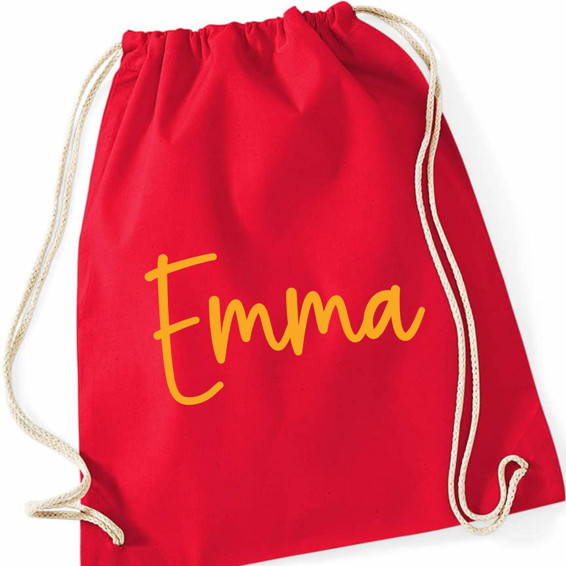 Turnbeutel mit Namen personalisiert, viele Farben und Schriftarten, Geschenk für Schule, Kindergarten & Freizeit, Zugschnur, Rucksack
