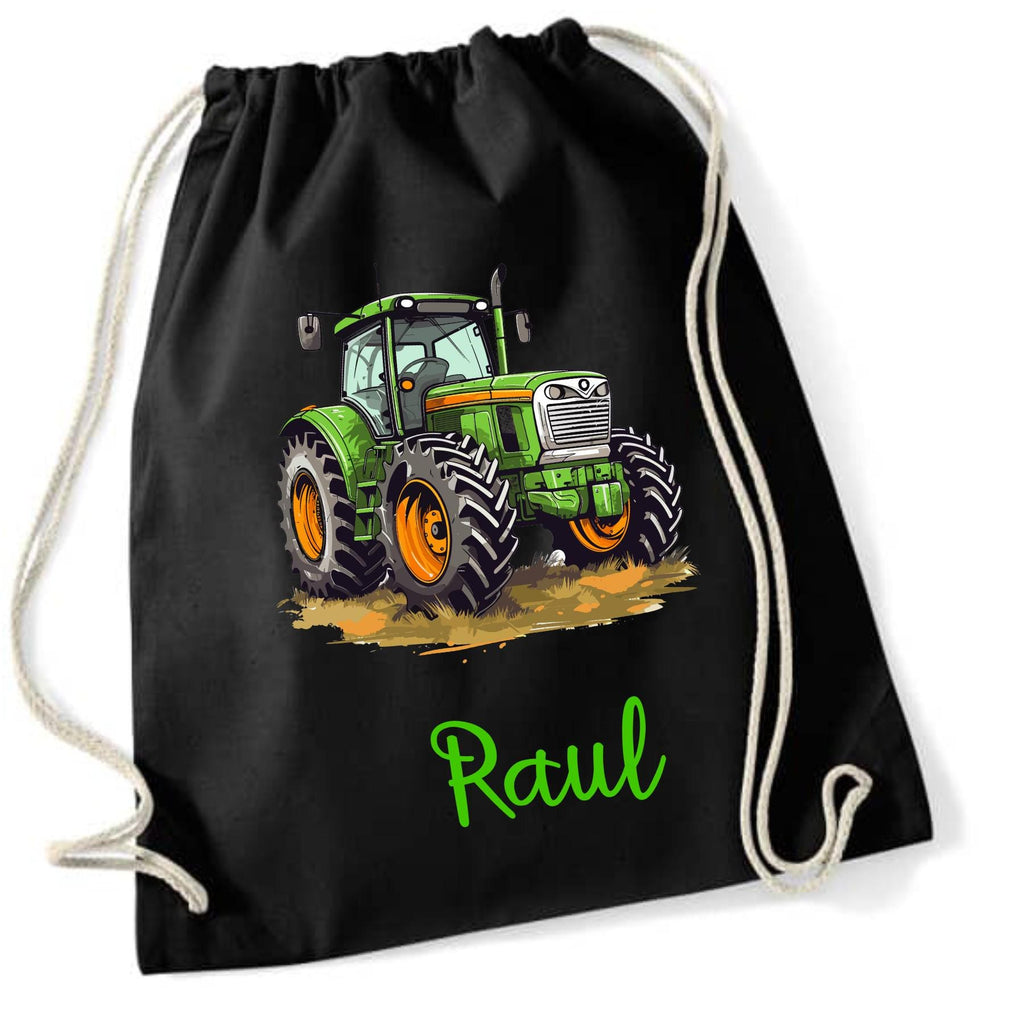 Turnbeutel Traktor, für Schule, Kindergarten, Freizeit, Geschenk für Kinder, verschiedene Farben und Motive, aus Baumwolle