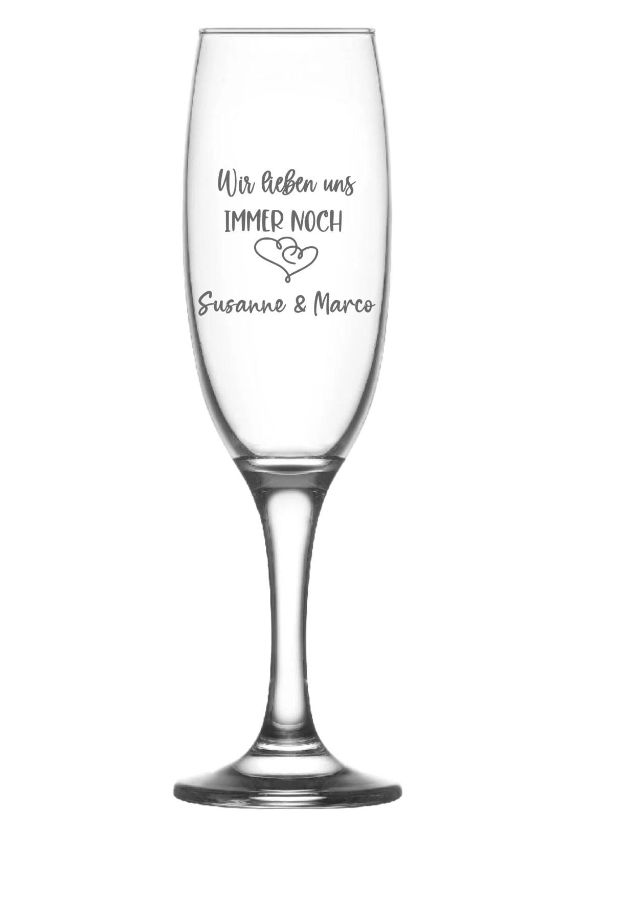 Personalisierte Sekt- oder Weingläser zum Hochzeitstag oder Jubiläum, mit Gravur, personalisiert mit deinen Wunschnamen, mit Botschaft