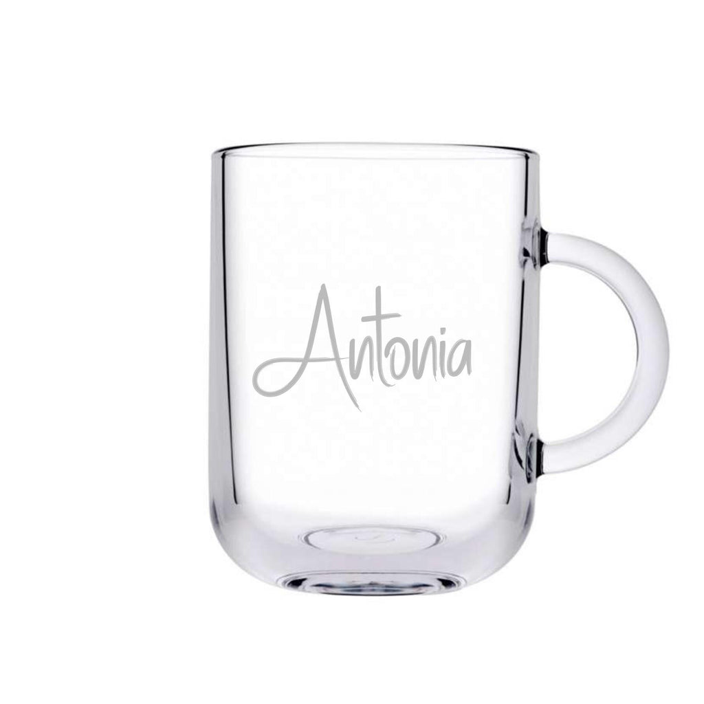 Teeglas mit floralen Moon Motiv und deinem Wunschnamen, schönes, stabiles Teeglas, Geschenk für Teetrinker, mystisch und wunderschön