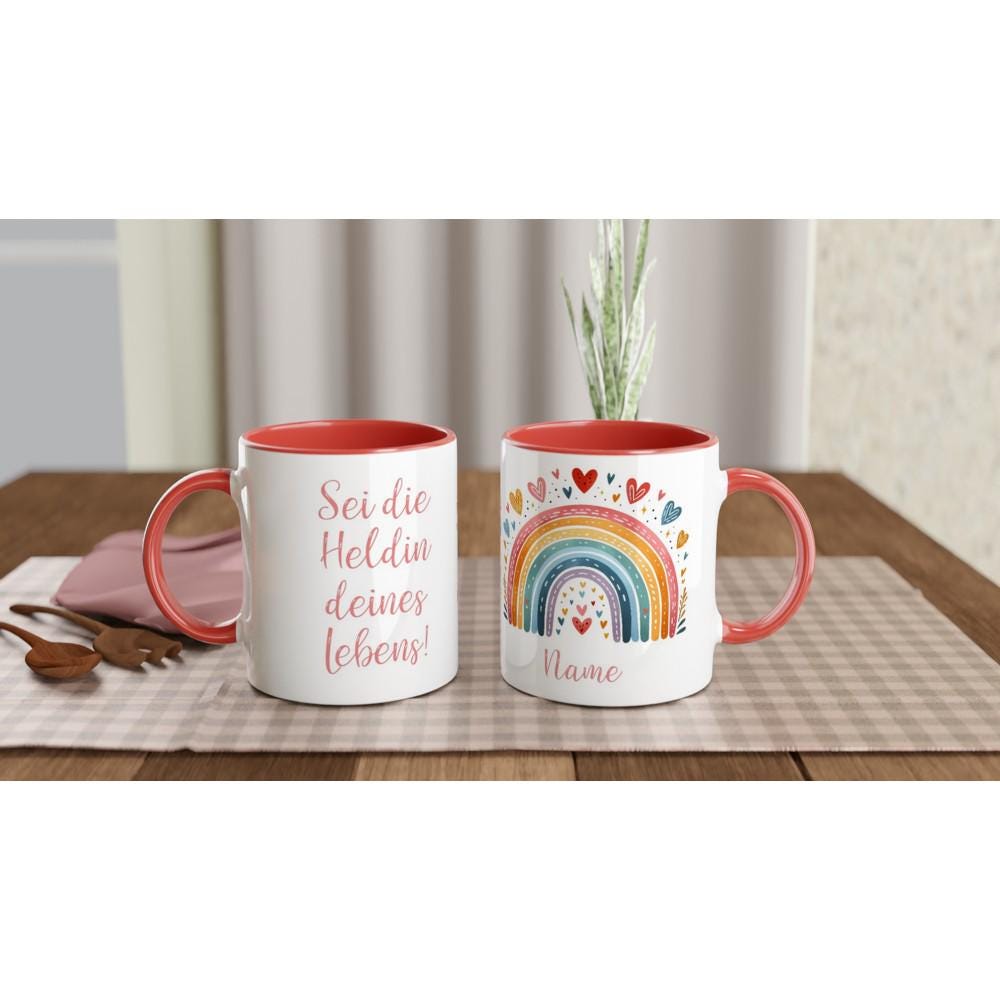 Tolle Tasse, personalisiert mit deinem Wunschnamen, mit Botschaft, Geschenk für Mädchen, versch. Farben innen