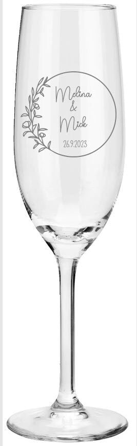 Weinglas oder Sektglas mit Namen und Datum personalisiert, Geschenk für die Hochzeit, das Brautpaar oder als Gastgeschenk