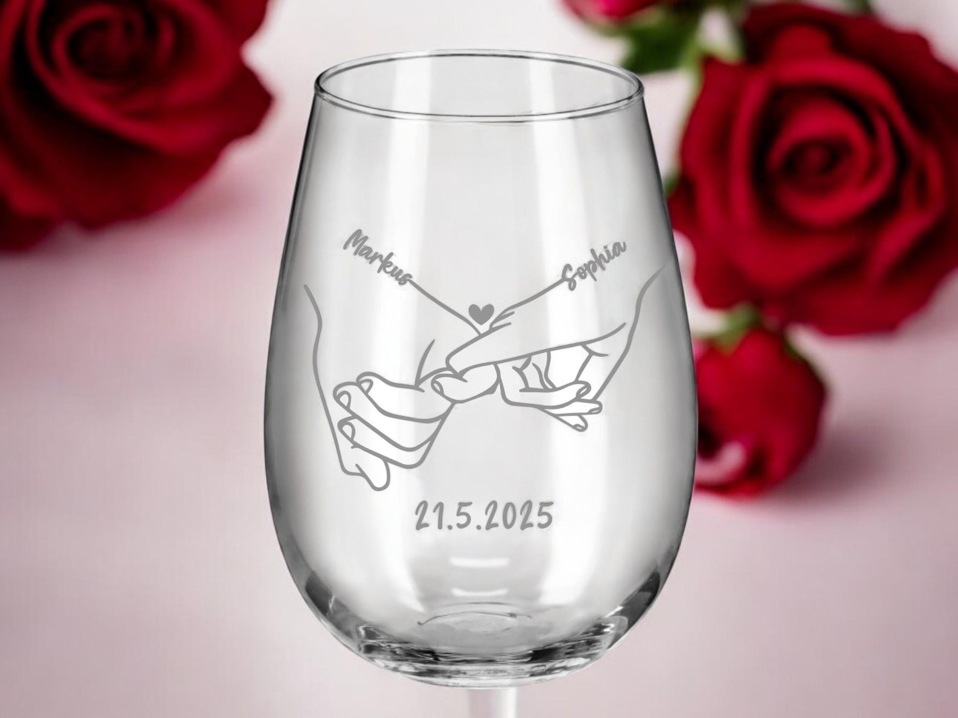 Weinglas ohne Stil, graviert, mit Namen, Geschenk für Hochzeit, Hochzeitsgäste, als Erinnerung, Gästegeschenk, Gastgeschenk, Art.-Nr. WG1