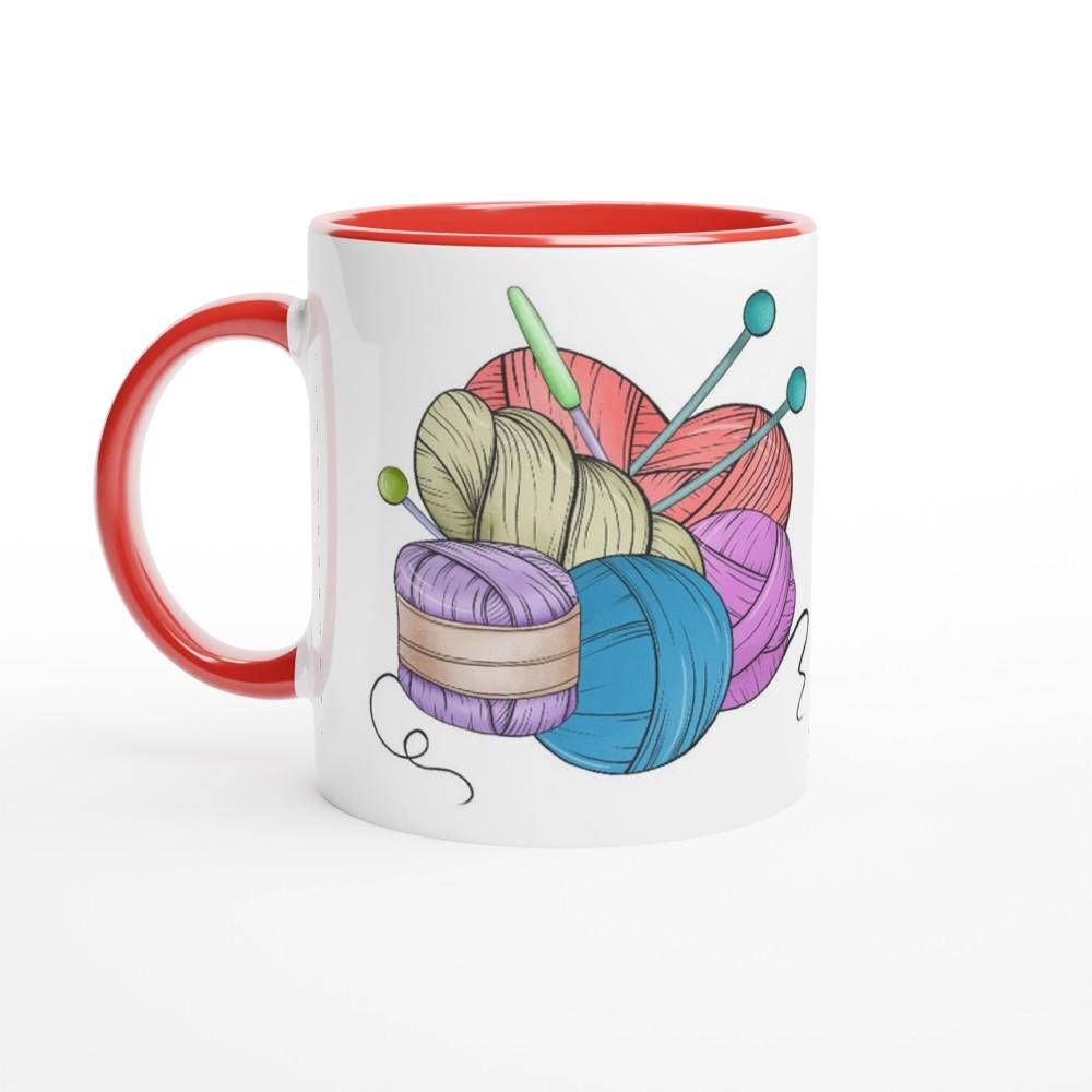 Keramiktasse für Wollsüchtige, personalisiert, Geschenk, Häkeln, Stricken,