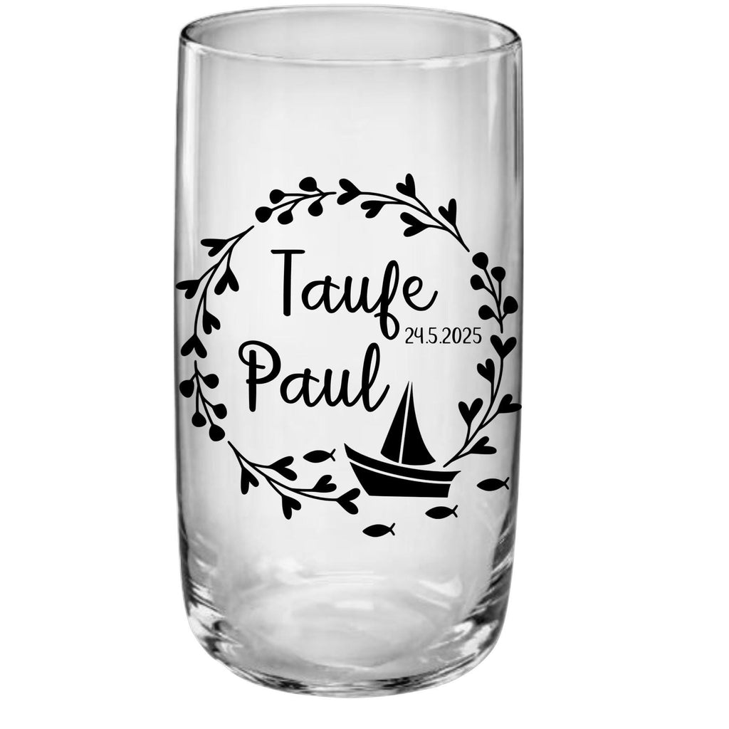 Trinkglas Kommunion, Konfirmation, Taufe, Geschenk Geburt, für Jungen und Mädchen, Erinnerungsgeschenk, graviert, personalisiert, mit Namen