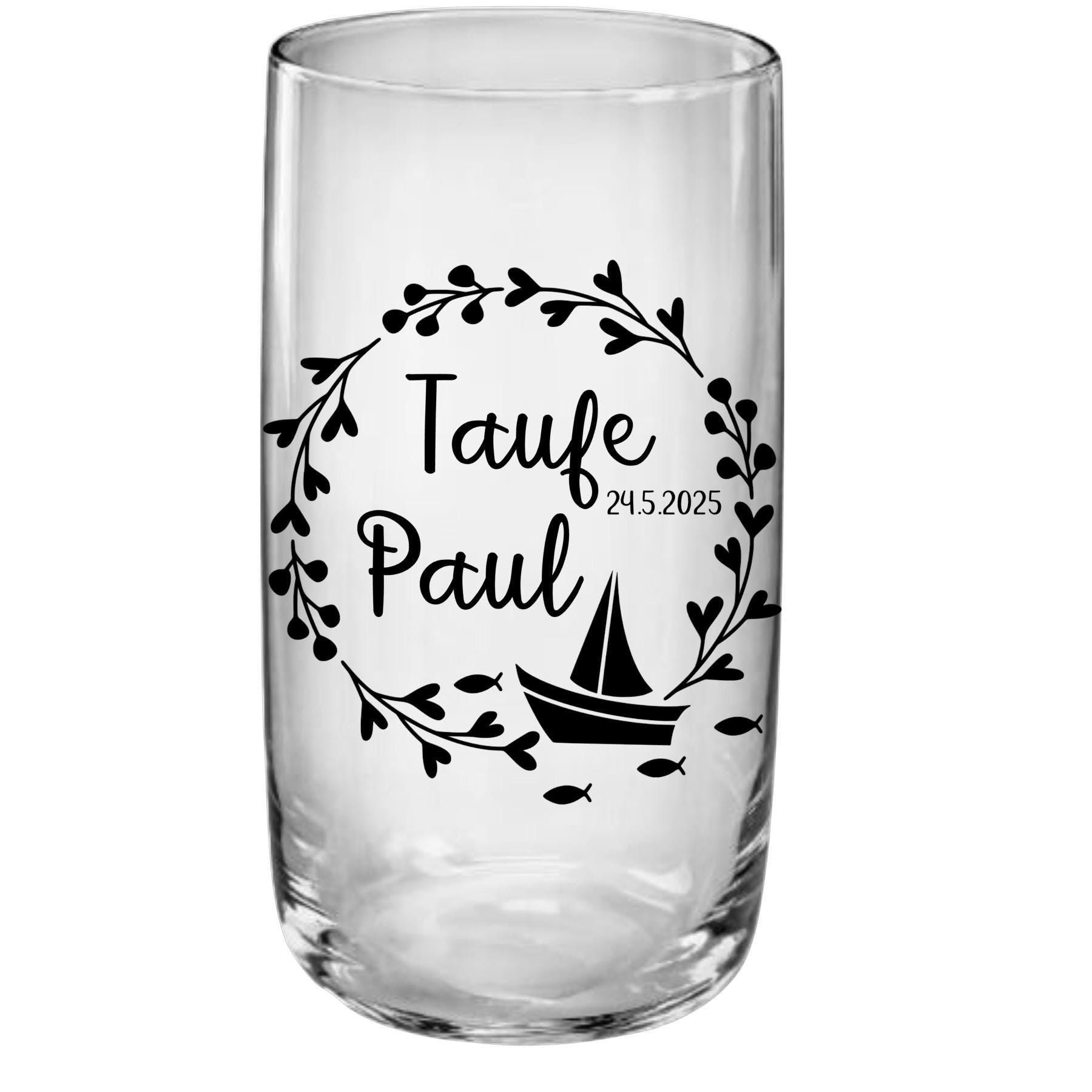 Trinkglas Kommunion, Konfirmation, Taufe, Geschenk Geburt, für Jungen und Mädchen, Erinnerungsgeschenk, graviert, personalisiert, mit Namen
