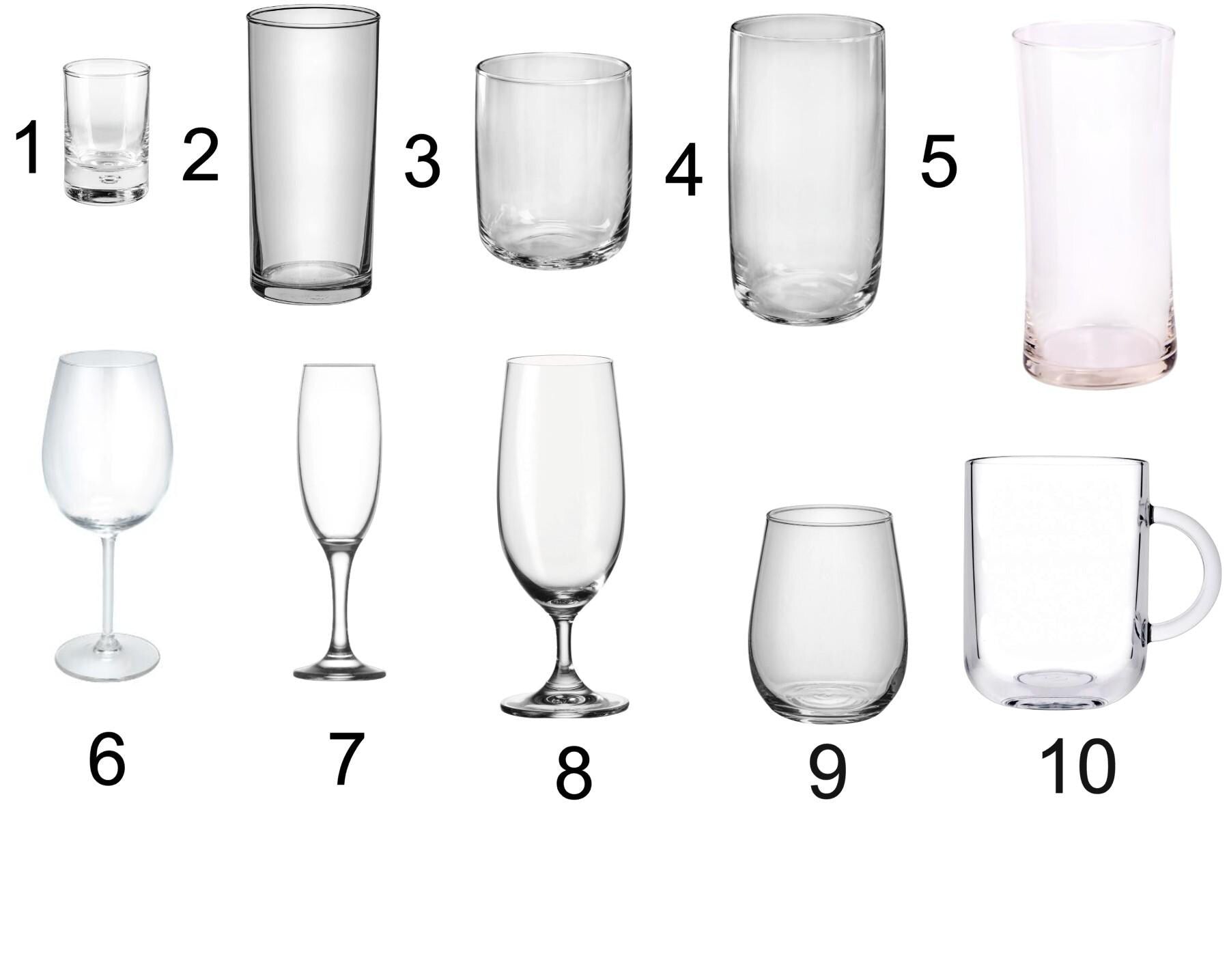 Gravierte Trinkgläser mit Monogramm und Waldmotiv, 10 versch. Glas Formen, Namensglas in seiner ansprechendsten Form, Art.-Nr. NG1