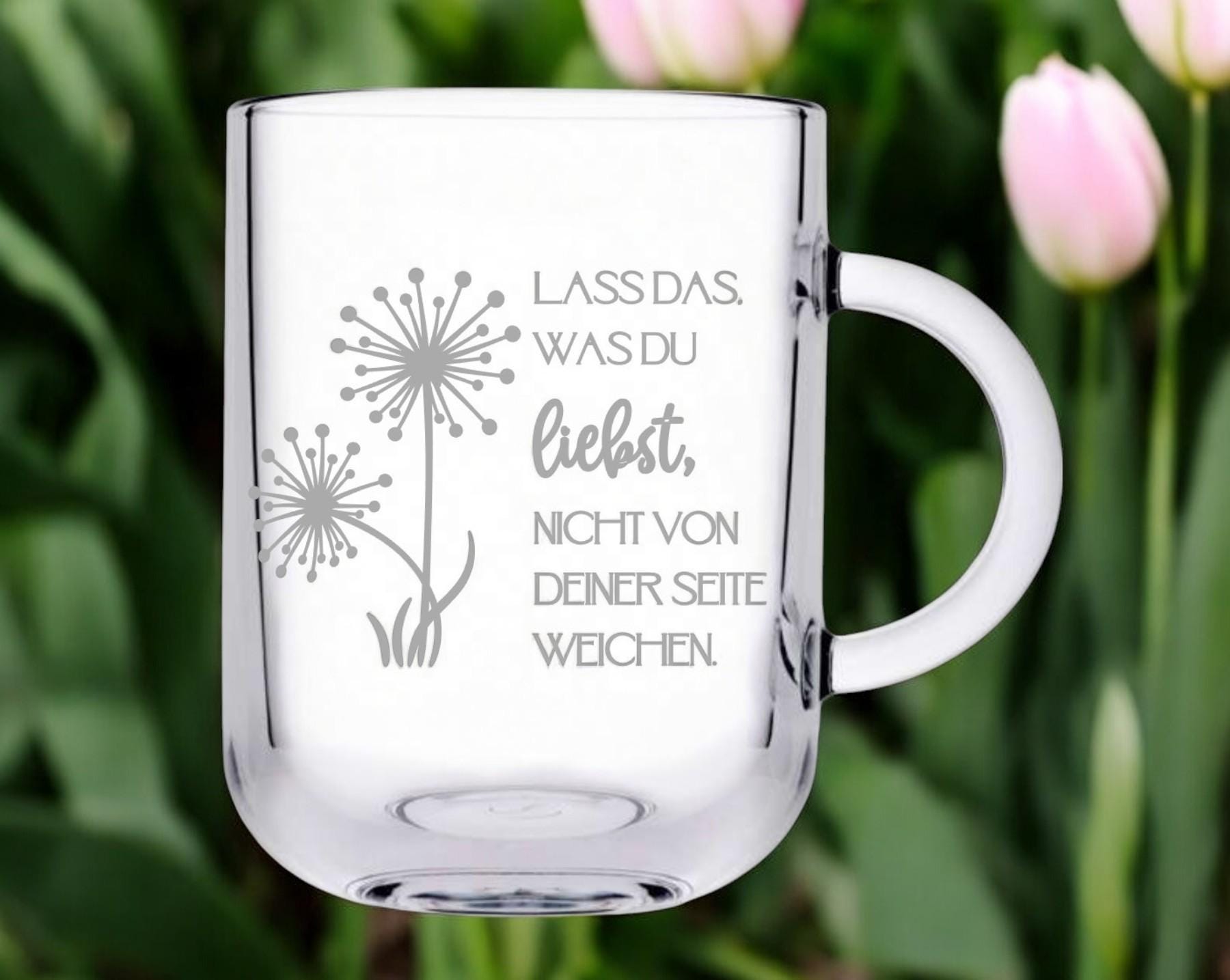 Teeglas mit schönem Spruch + Namen, Geschenk für Freundin, Teetrinkerin, verschiedene Sprüche, Liebe, Mut, Lächeln usw. Art.-Nr. TG1