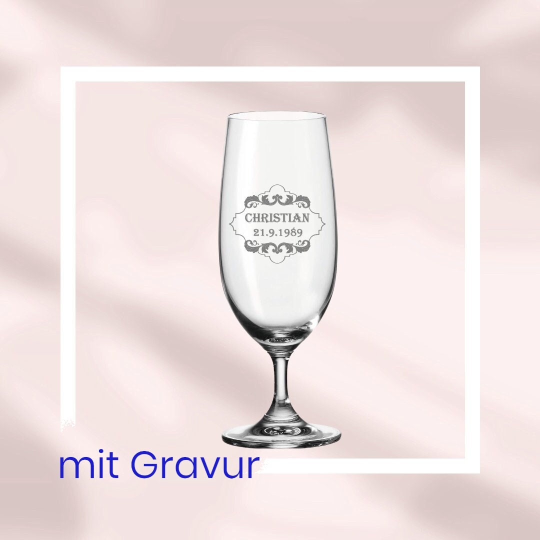 Bierglas, Biertulpe, mit Gravur, personalisiert, mit Namen, Geschenk für Biertrinker