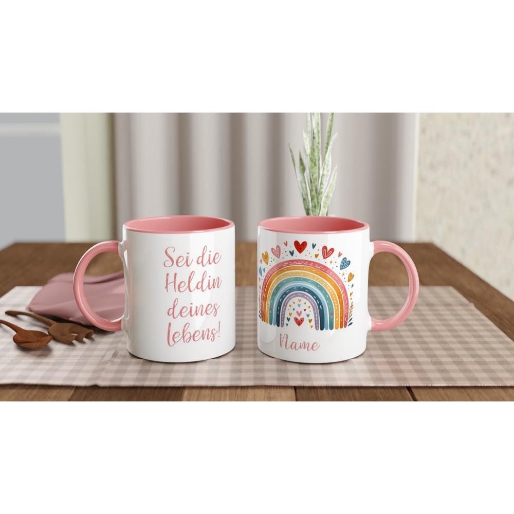 Tolle Tasse, personalisiert mit deinem Wunschnamen, mit Botschaft, Geschenk für Mädchen, versch. Farben innen