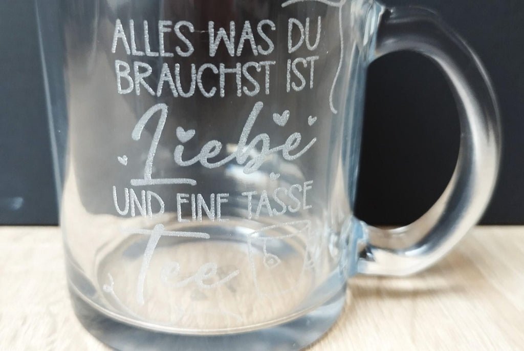 Teeglas mit Deckel aus Bambus, graviert, mit deinem Wunschnamen, Geschenk für Teetrinker, robust, Spülmaschinen geeignet, ART.-NR. TG06