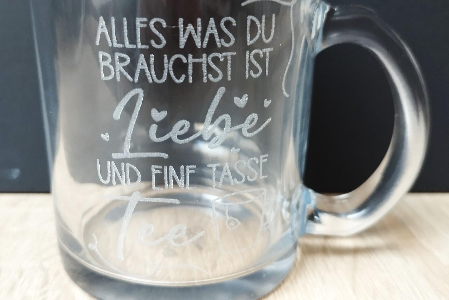 Teeglas mit Deckel aus Bambus, graviert, mit deinem Wunschnamen, Geschenk für Teetrinker, robust, Spülmaschinen geeignet, ART.-NR. TG06