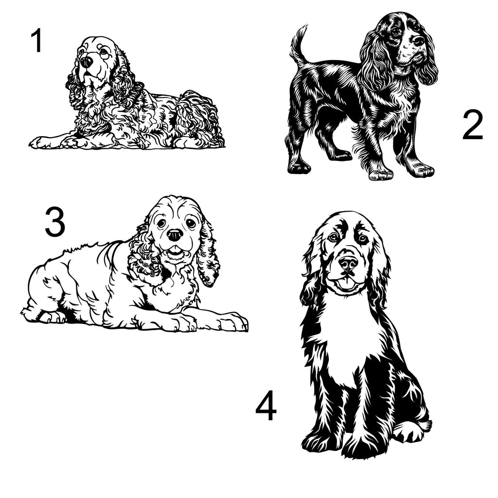 Trinkglas mit Cocker Spaniel – individuell und stilvoll, auf Wunsch mit Namen personalisiert, 4 versch. Motive, Geschenk für Cocker Fans
