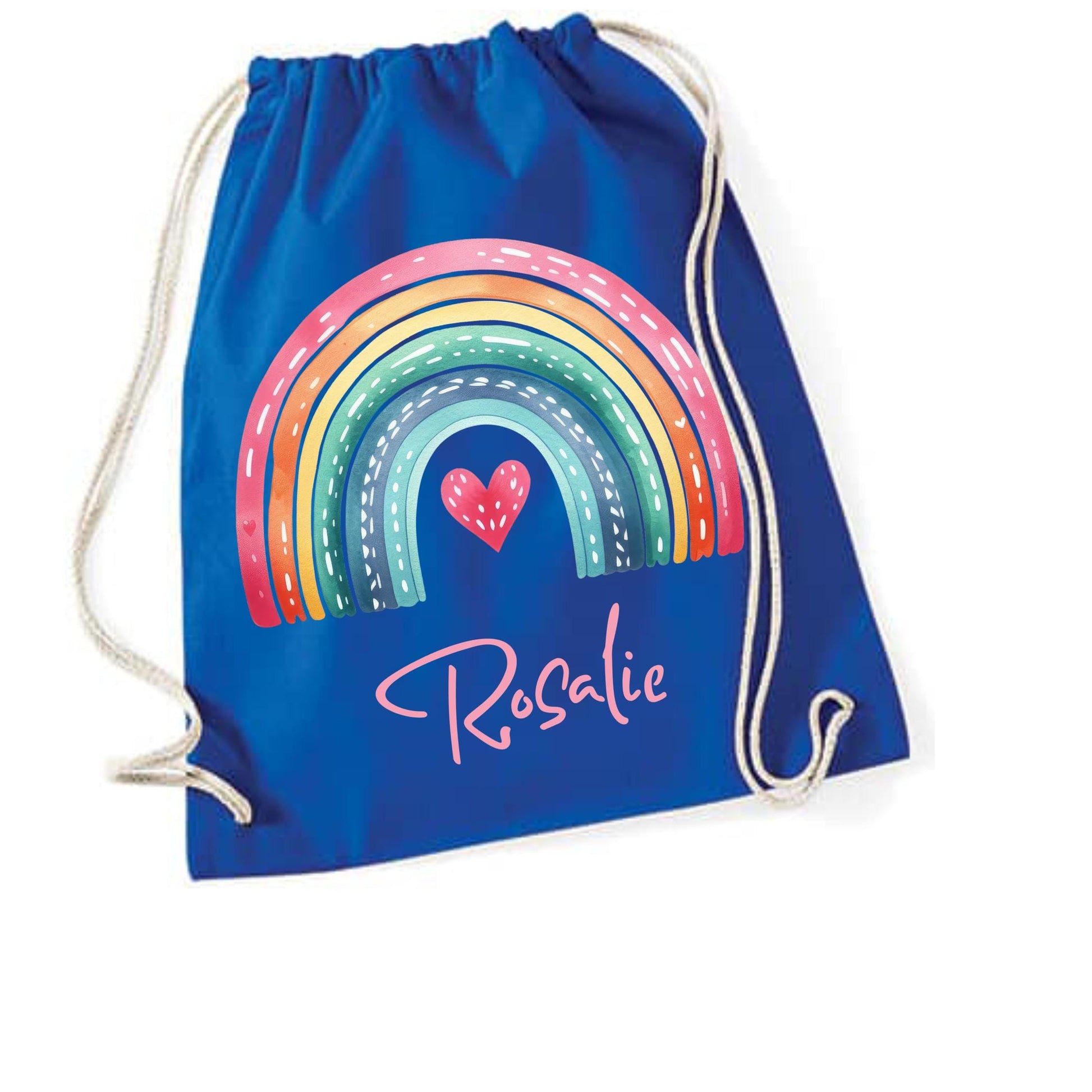 Turnbeutel Regenbogen mit Namen personalisiert, viele Farben,  Schriften, Geschenk für Schule, Kindergarten, Freizeit, Zugschnur, Rucksack