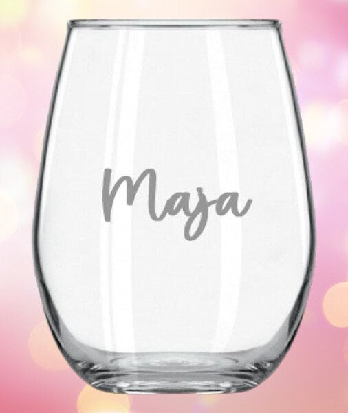 Trinkglas mit gravierten Wunschnamen, 29 Schriftarten wählbar, Wasserglas, Saftglas,  Geschenkidee für Freundin, Gastgeschenke, Hochzeit