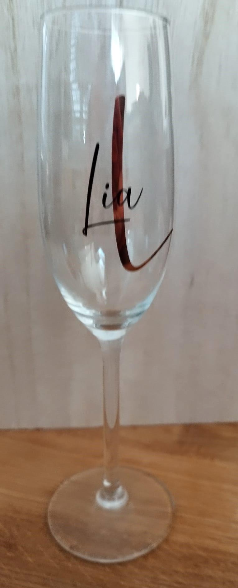 Personalisiertes Sektglas mit Monogramm, für die Hochzeit, Brautjungfern, Junggesellinnenabschied, JGA, Braut, Hochzeitsgeschenk, für Feiern