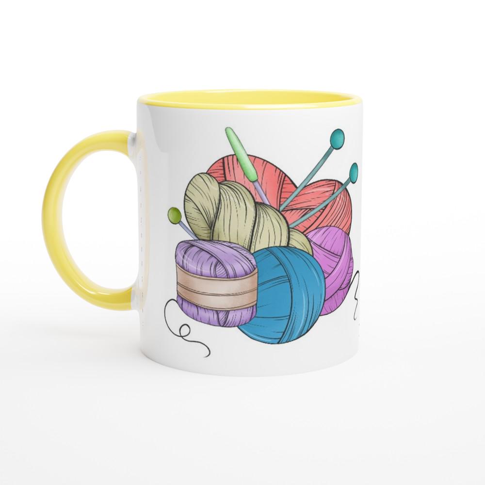 Keramiktasse für Wollsüchtige, personalisiert, Geschenk, Häkeln, Stricken,