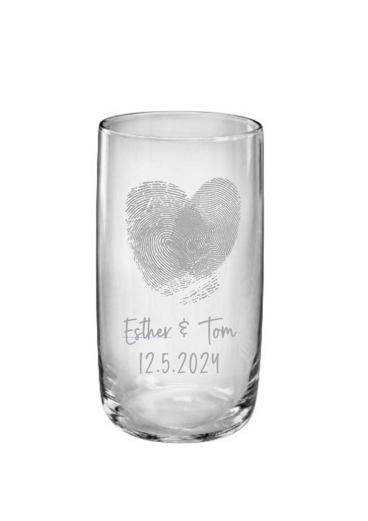 Einzigartige Sekt- und Longdrinkgläser mit persönlichem Touch für eure Hochzeit! eure eigenen Fingerabdrücke + Wunschtexttext