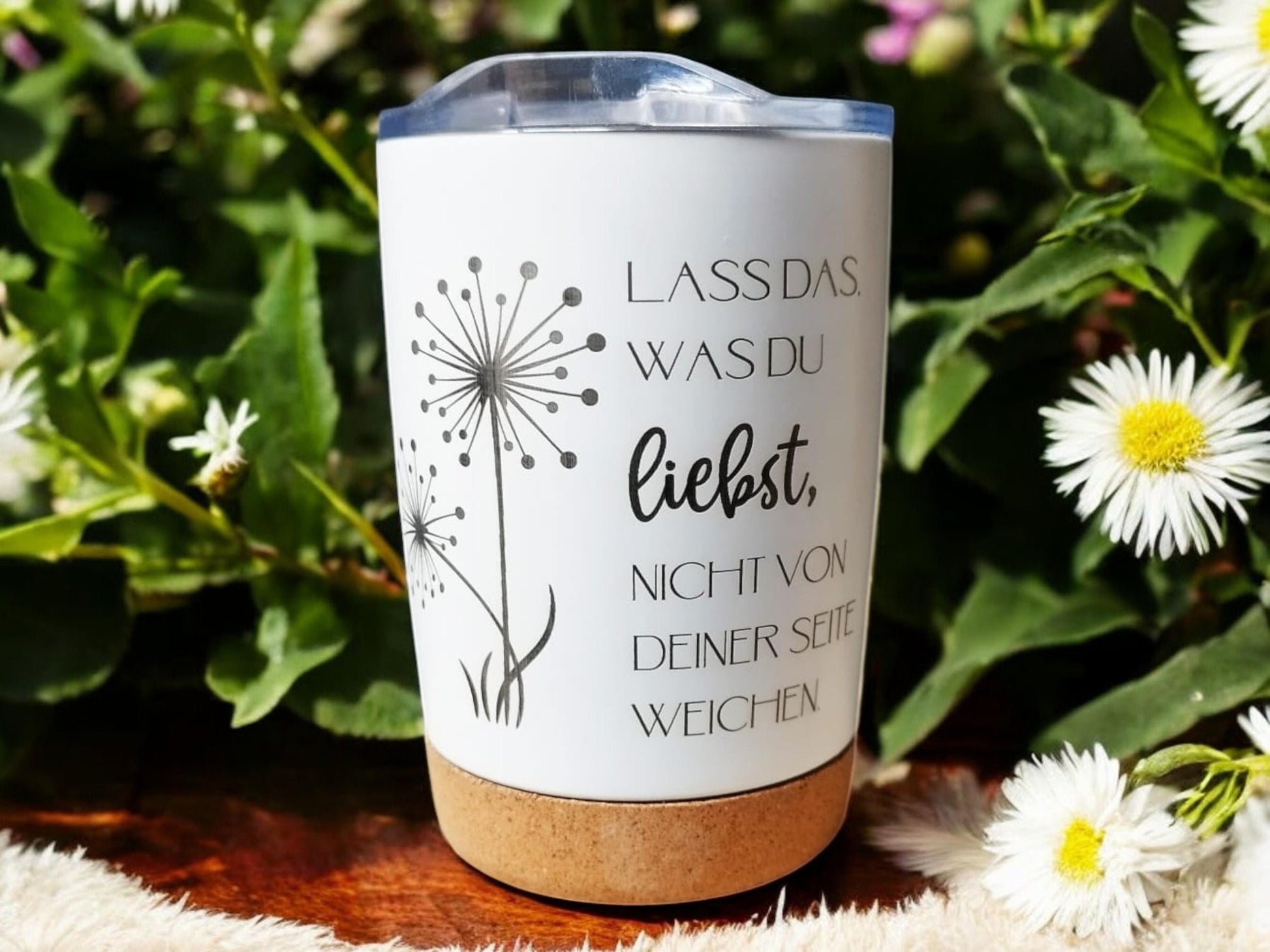 Thermobecher mit Spruch + Namen, individuell, mit Bambusboden, für Unterwegs, Geschenk für die Frau, Geschenk für die Freundin, Art.Nr. TB-1