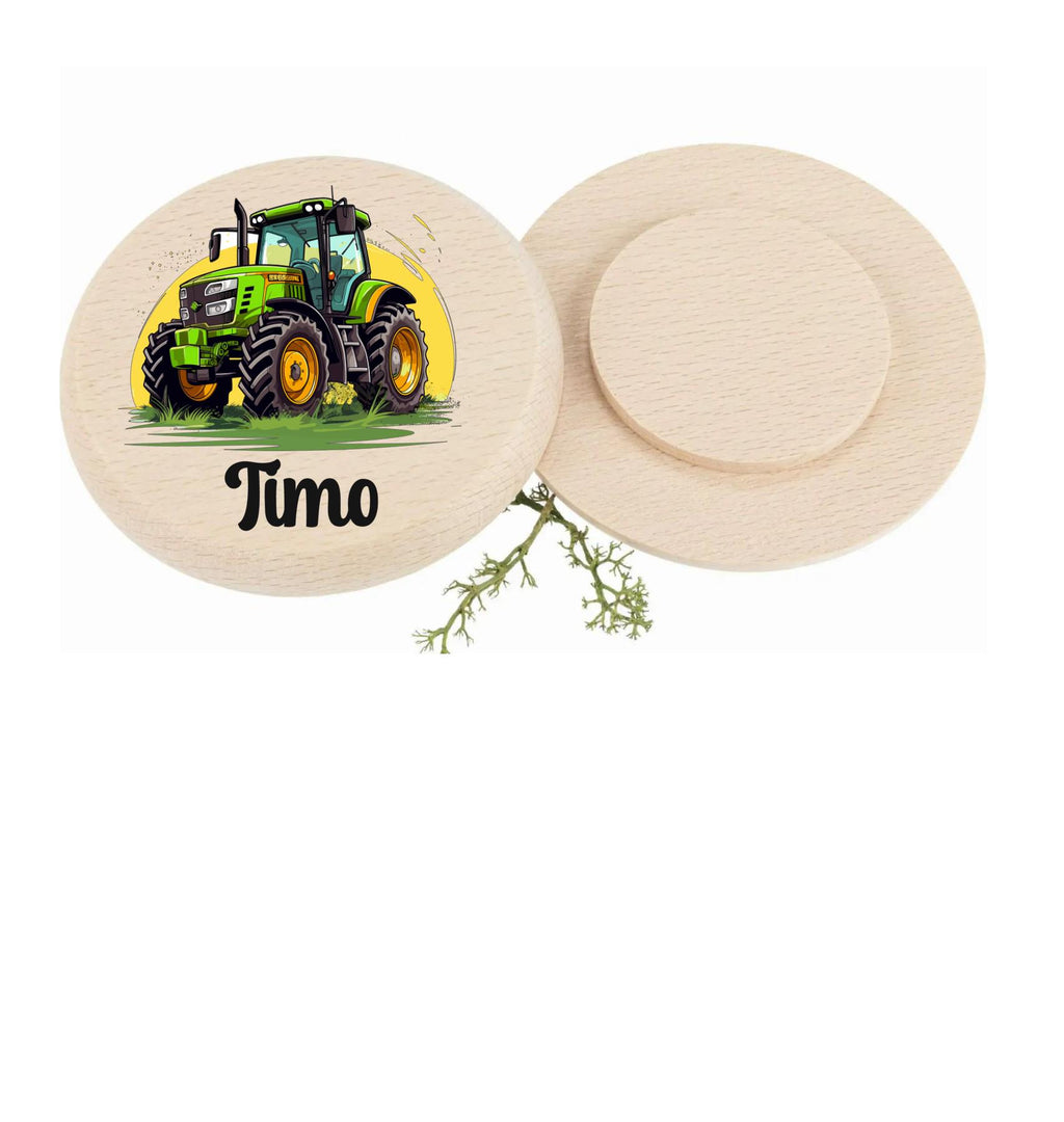 Insektenschutz für Trinkglas, mit Traktormotiv, Namenswunsch, farbenfroher Druck, ab 7 cm Durchmesser, personalisiert, für Picknick