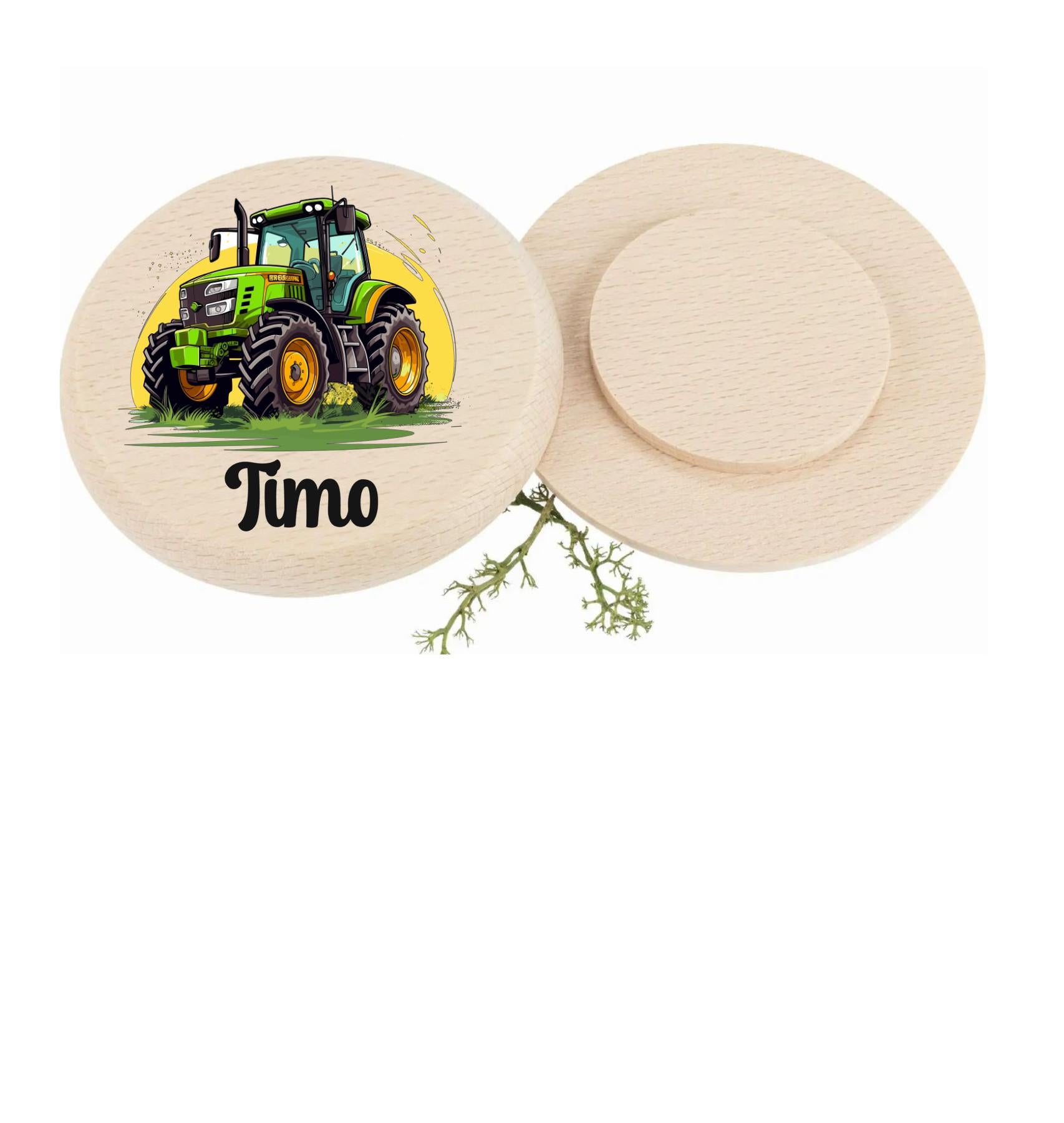 Insektenschutz für Trinkglas, mit Traktormotiv, Namenswunsch, farbenfroher Druck, ab 7 cm Durchmesser, personalisiert, für Picknick