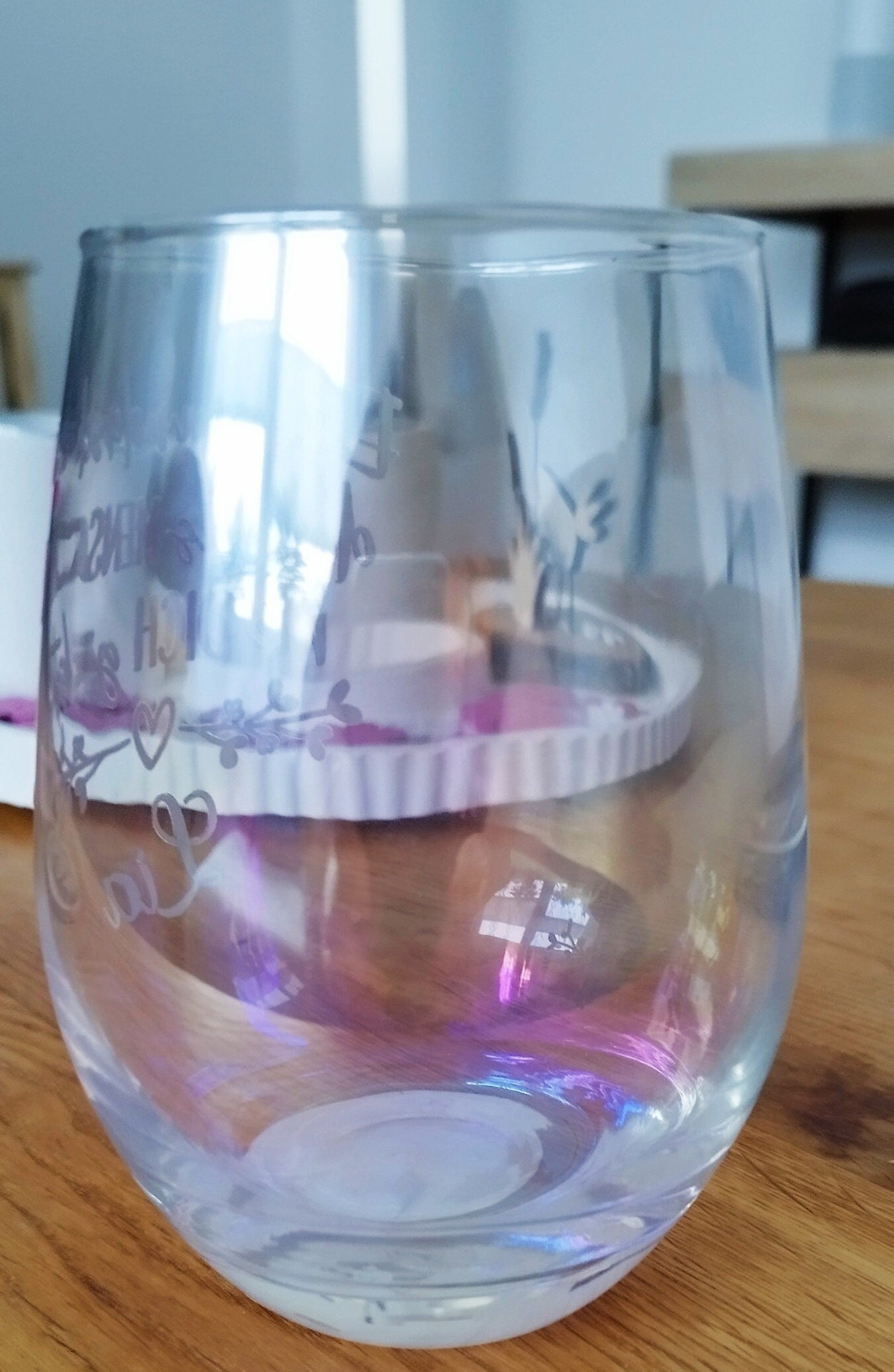 Großes changierendes Glas für einen besonderen Menschen, personalisiert mit deinen Wunschnamen, Geschenk mit liebevoller Botschaft