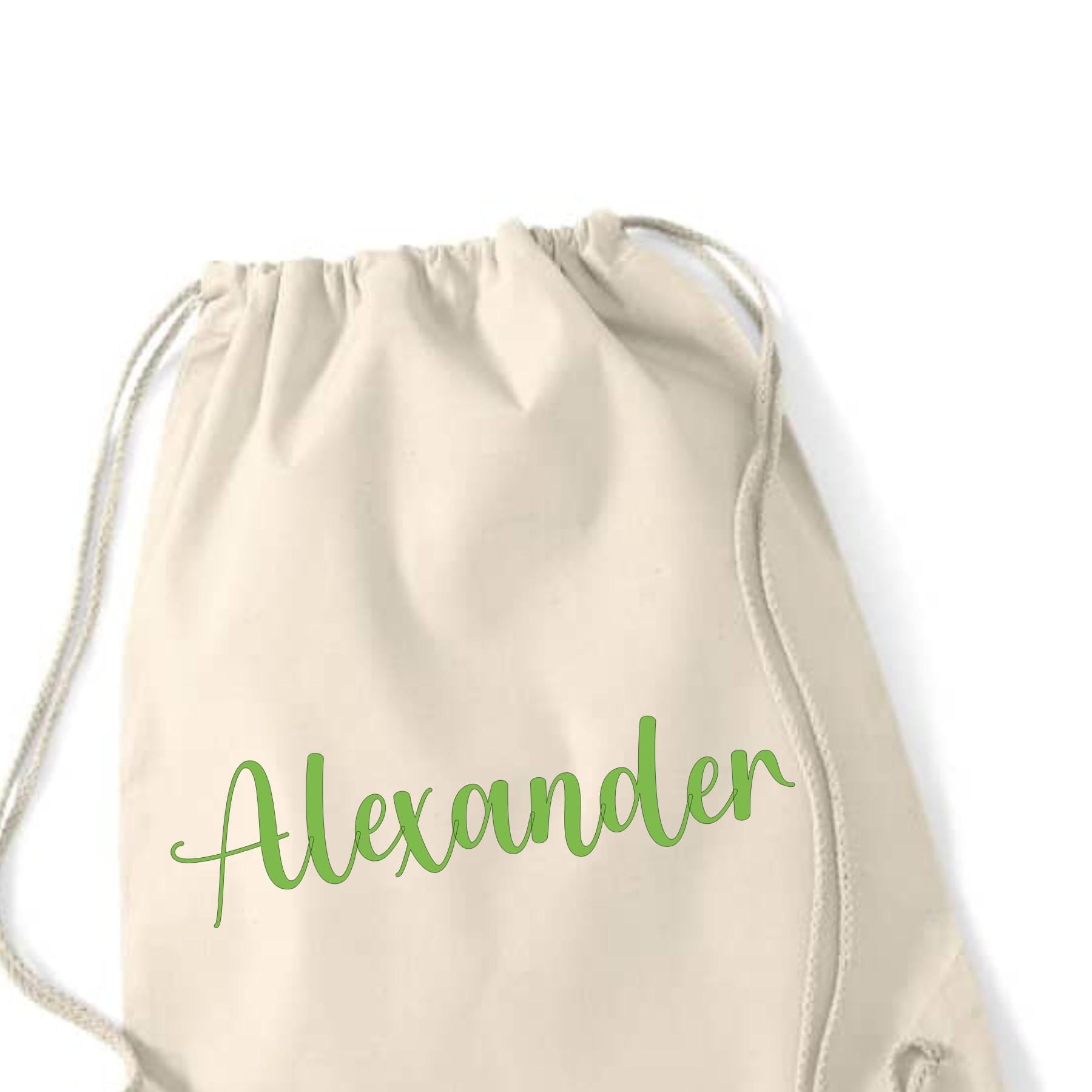 Turnbeutel mit Namen personalisiert, viele Farben und Schriftarten, Geschenk für Schule, Kindergarten & Freizeit, Zugschnur, Rucksack